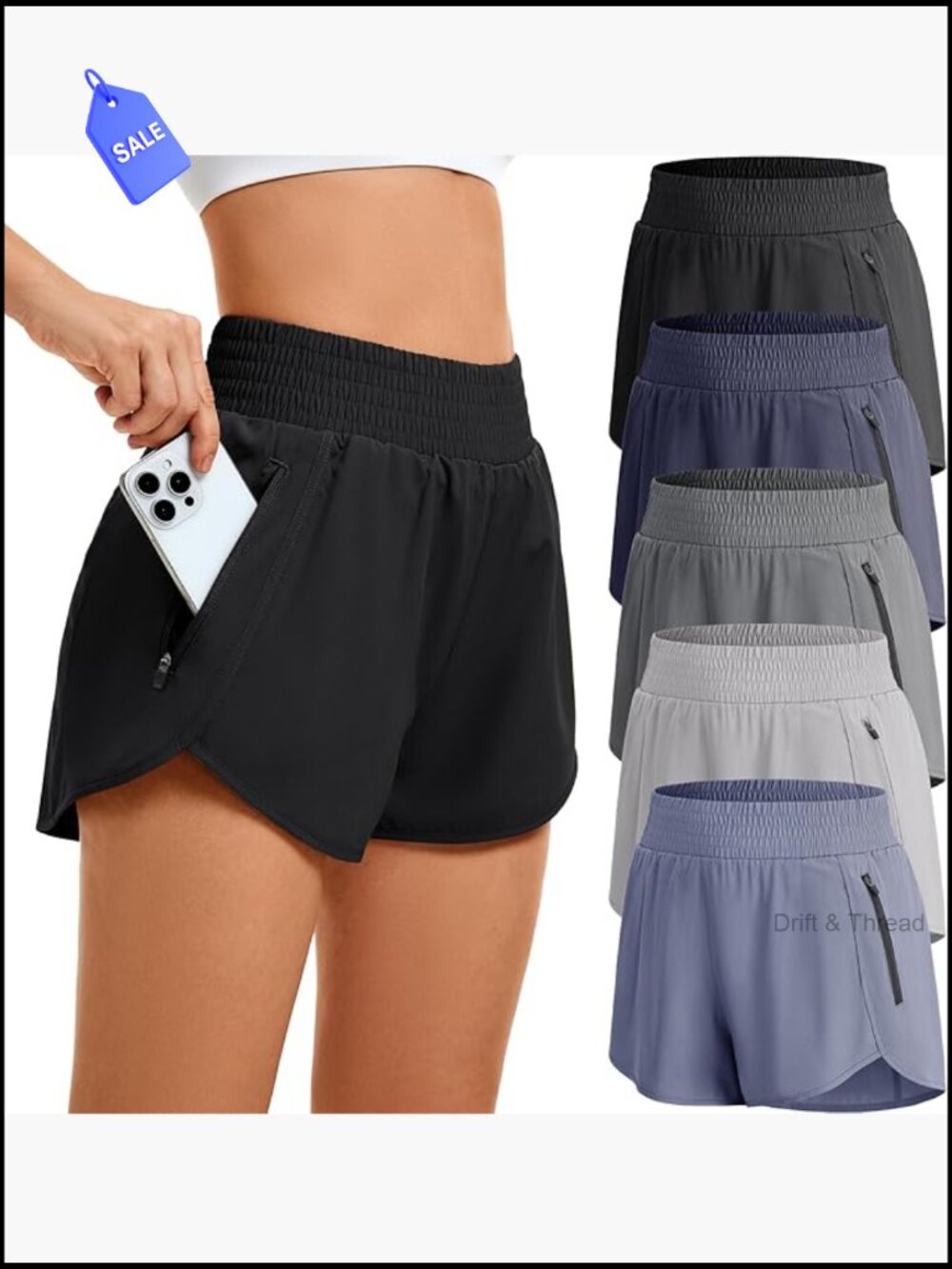 High Waisted Athletic Shorts with Pockets Quick Dry Fabric Gym Running